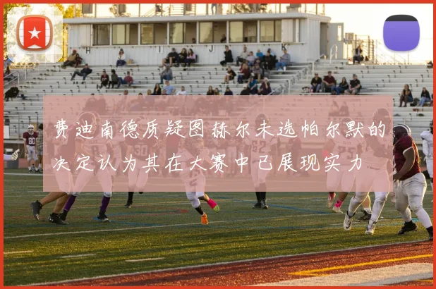 费迪南德质疑图赫尔未选帕尔默的决定认为其在大赛中已展现实力